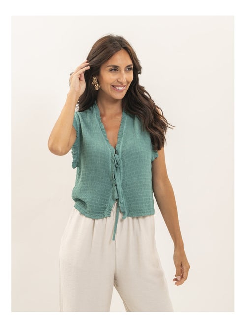 OZAKIA mouwloze blouse met smockwerk - Kiabi OZAKIA mouwloze blouse met smockwerk - Kiabi