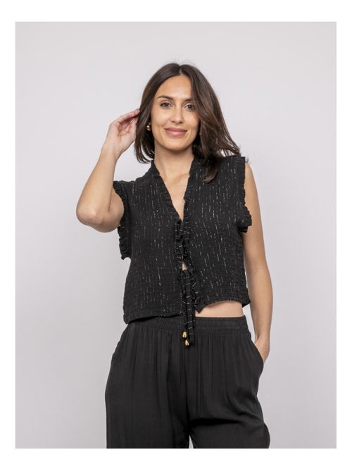 OZAKIA mouwloze blouse met smockwerk - Kiabi OZAKIA mouwloze blouse met smockwerk - Kiabi