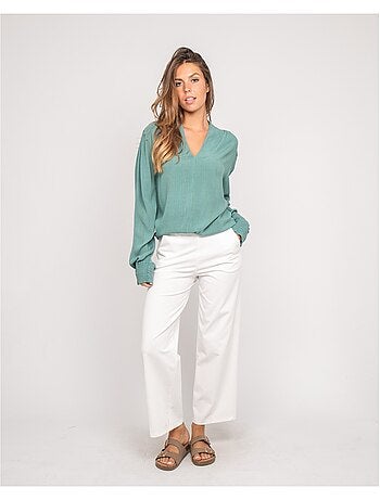 Ozame lurex blouse met v-hals