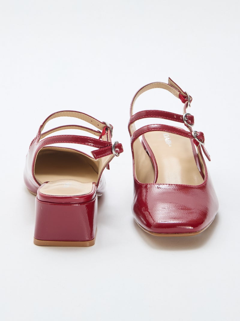 Paar effen, glanzende lakleren pumps Rood - Kiabi