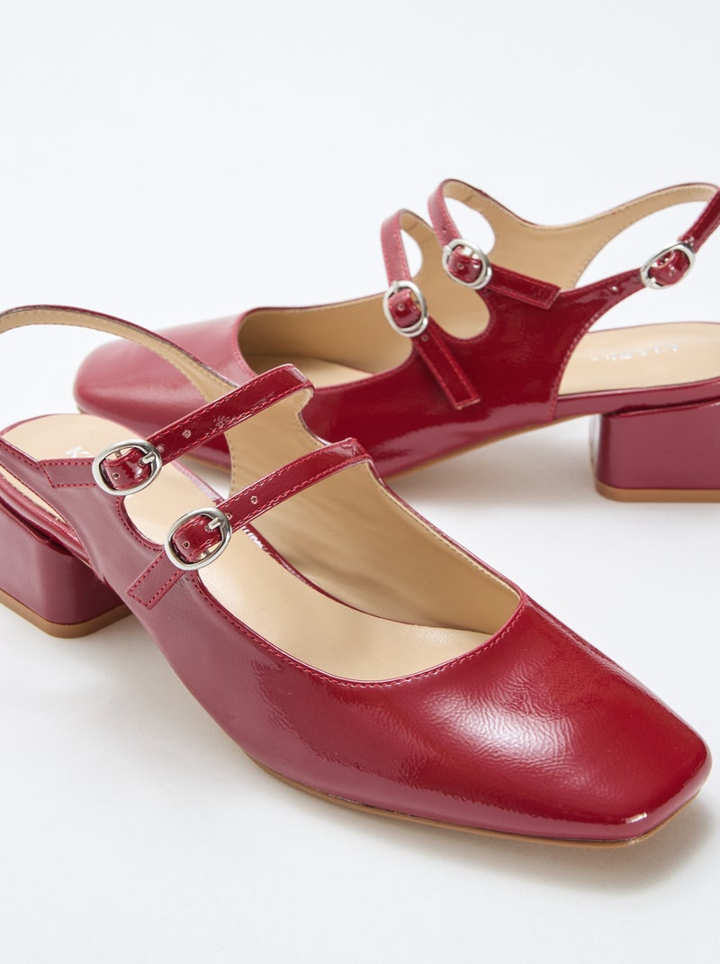 Paar effen, glanzende lakleren pumps Rood - Kiabi