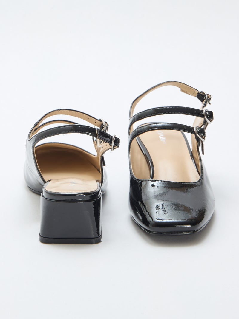 Paar effen, glanzende lakleren pumps Zwart - Kiabi