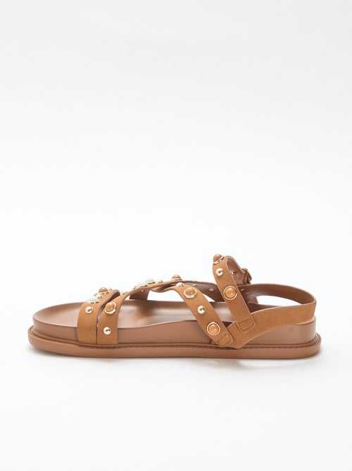 Paar plateausandalen met bandjes met studs - Kiabi