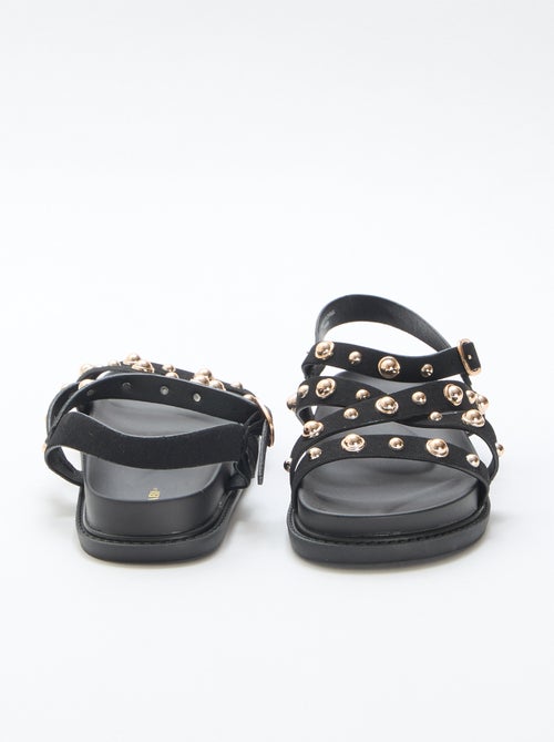 Paar plateausandalen met bandjes met studs - Kiabi