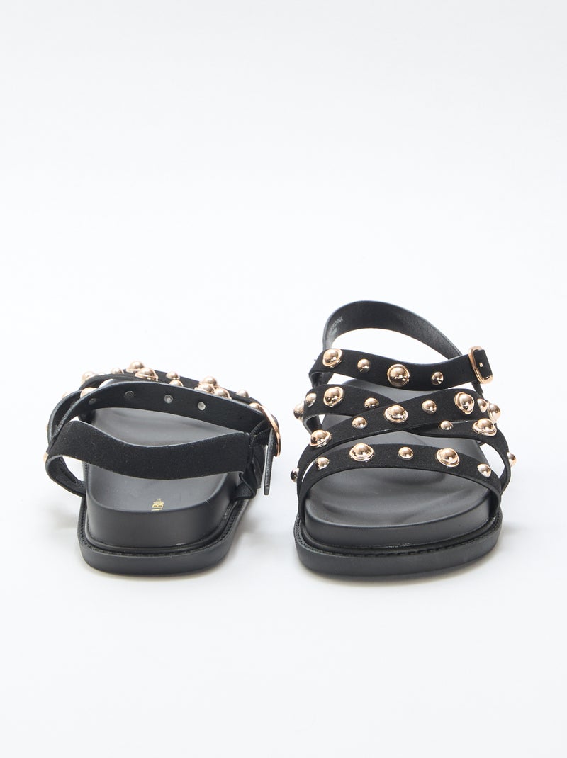 Paar plateausandalen met bandjes met studs Zwart - Kiabi