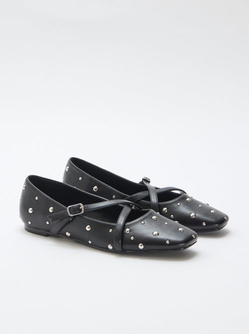 Paar pumps in lak met zilverkleurige studs - Kiabi