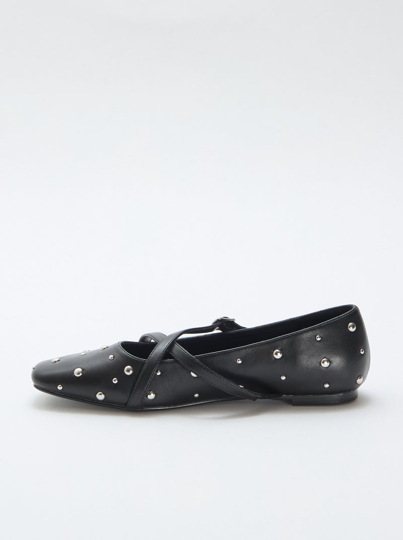 Paar pumps in lak met zilverkleurige studs Zwart - Kiabi