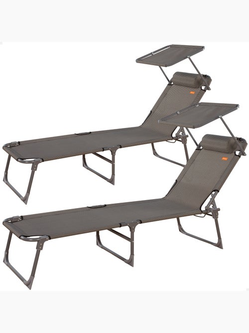 Pack 2 chaises longues pliantes avec parasol et coussin aktive - Kiabi Pack 2 chaises longues pliantes avec parasol et coussin aktive - Kiabi