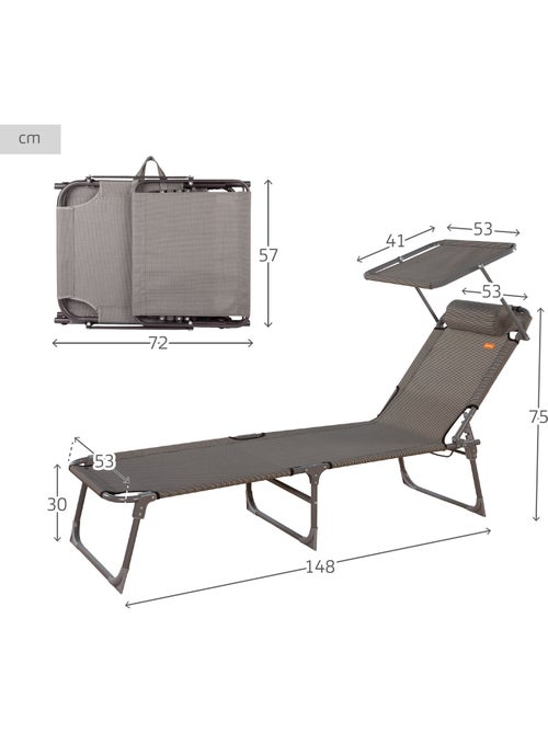 Pack 2 chaises longues pliantes avec parasol et coussin aktive - Kiabi Pack 2 chaises longues pliantes avec parasol et coussin aktive - Kiabi