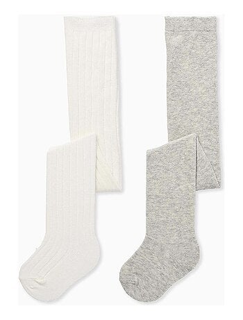 Pack 2 collants uni/côtelé