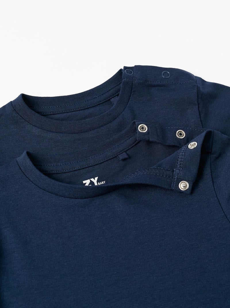 Pack 2 T-shirts à manches longues Bleu foncé - Kiabi