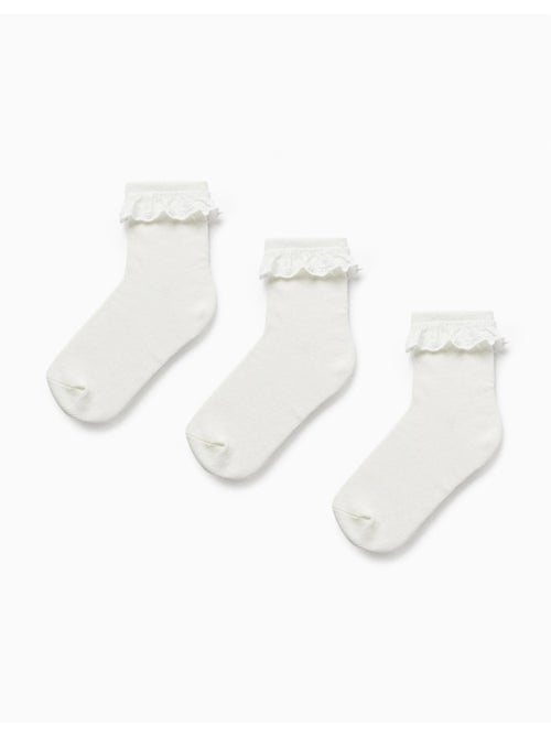 Pack 3 Paires de Chaussettes avec Broderie Anglaise - Kiabi Pack 3 Paires de Chaussettes avec Broderie Anglaise - Kiabi