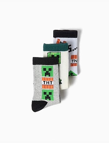 Pack 3 paires de chaussettes 'minecraft', mo fashion