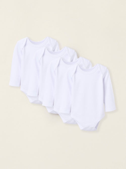 Pack 4 bodies unis peigné en coton - Kiabi