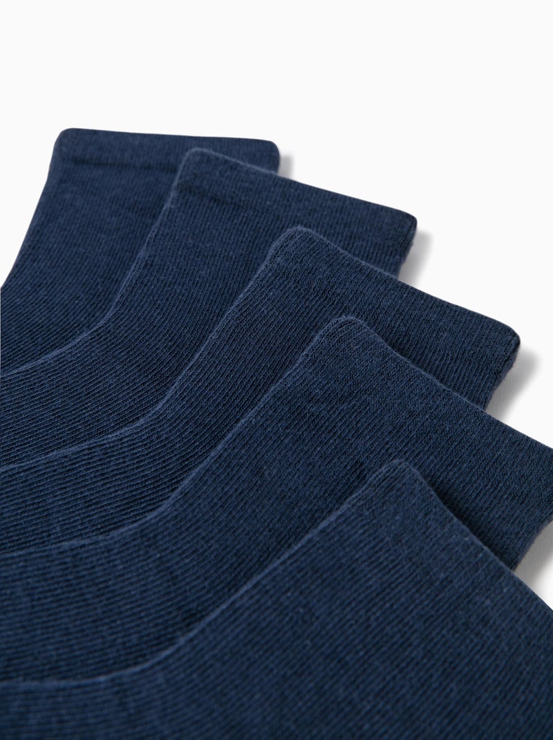 Pack 5 Paires de Chaussettes Unies Bleu foncé - Kiabi