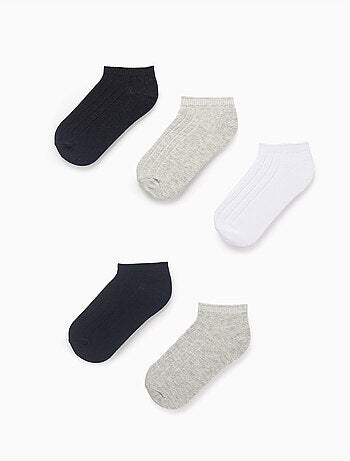 Pack 5 paires de socquettes côtelées