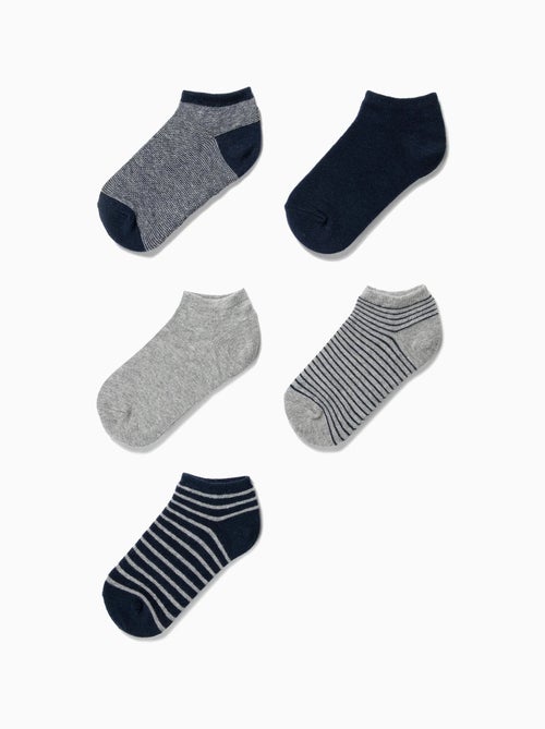 Pack 5 Paires de Socquettes Unies/Rayées - Kiabi