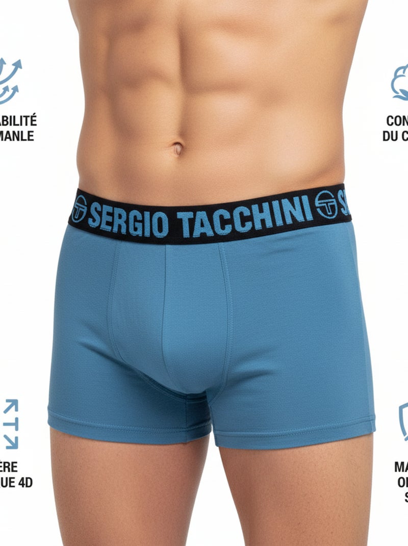 Pack Boxer Homme SERGIO TACCHINI (Lot de 3 ) Noir Gris Bleu - Kiabi
