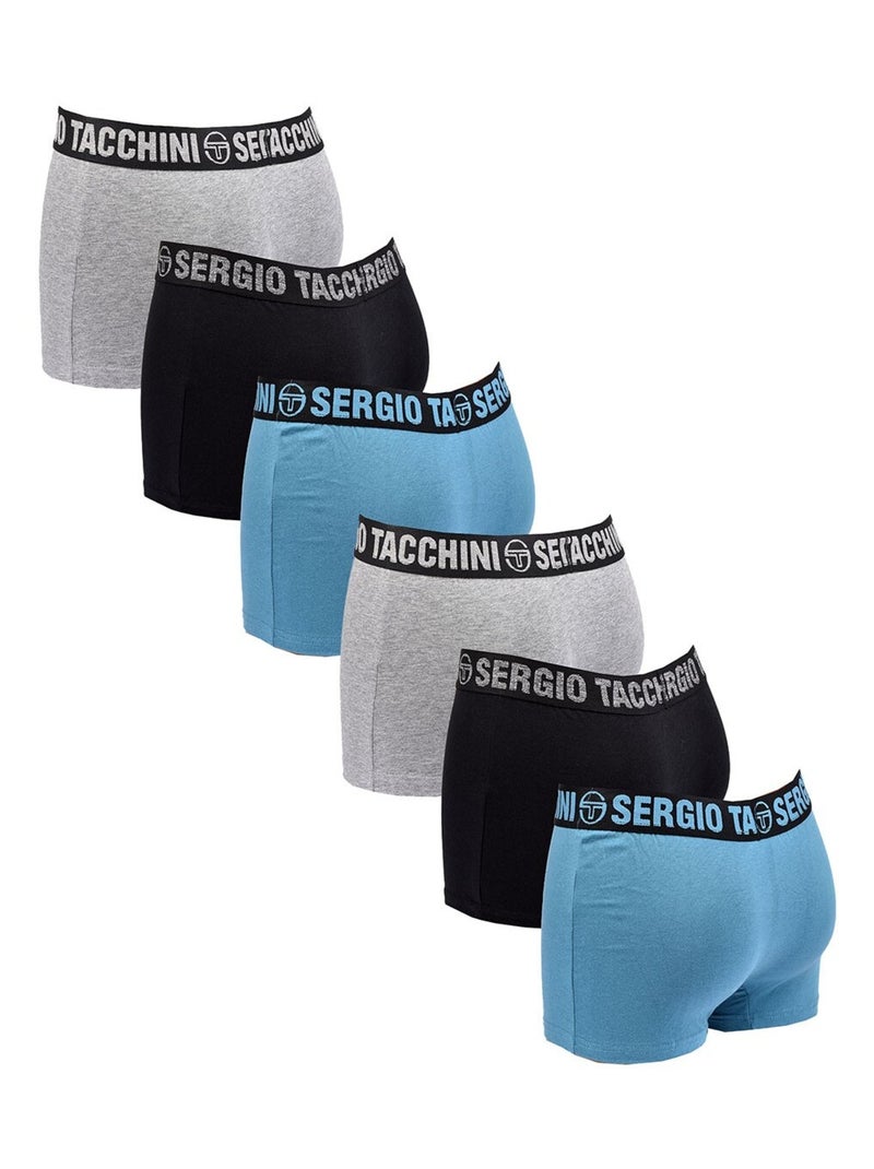 Pack Boxer Homme SERGIO TACCHINI (Lot de 6 ) Noir Gris Bleu - Kiabi