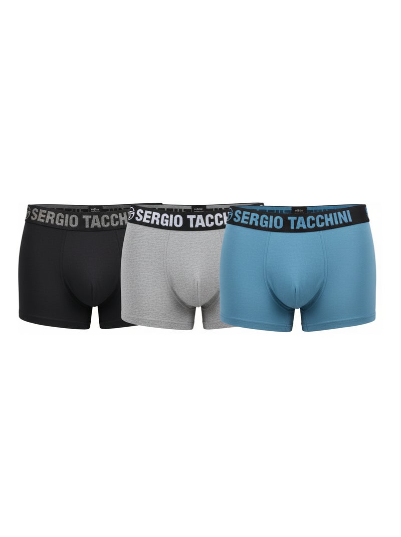 Pack Boxer Homme SERGIO TACCHINI (Lot de 6 ) Noir Gris Bleu - Kiabi