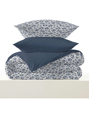 Pack complet housse de couette réversible – drap housse – 100% coton