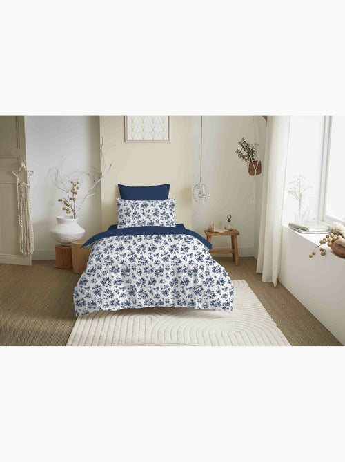 Pack complet housse de couette réversible – drap housse – 100% coton - Kiabi