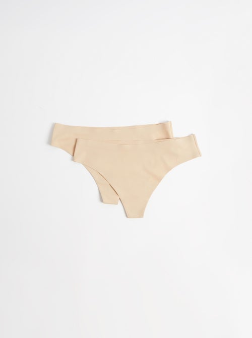Pack de 2 slips string découpés au laser, mo fashion - Kiabi