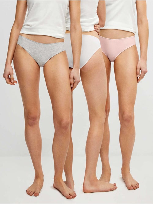 Pack de 3 bragas clásicas en tejido de algodón - Kiabi