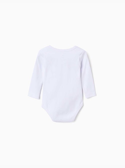 Pack de 4 bodys à manches longues en coton avec imprimés - Kiabi