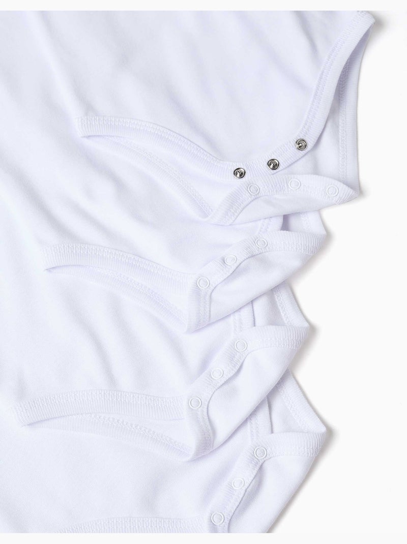 Pack de 4 bodys à manches longues en coton avec imprimés Blanc - Kiabi