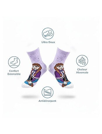 Pack de Chaussettes Antidérapantes Enfant DISNEY -LA REINE DES NEIGES (Lot de 4)