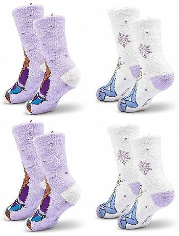 Pack de Chaussettes Antidérapantes Enfant DISNEY -LA REINE DES NEIGES (Lot de 4)