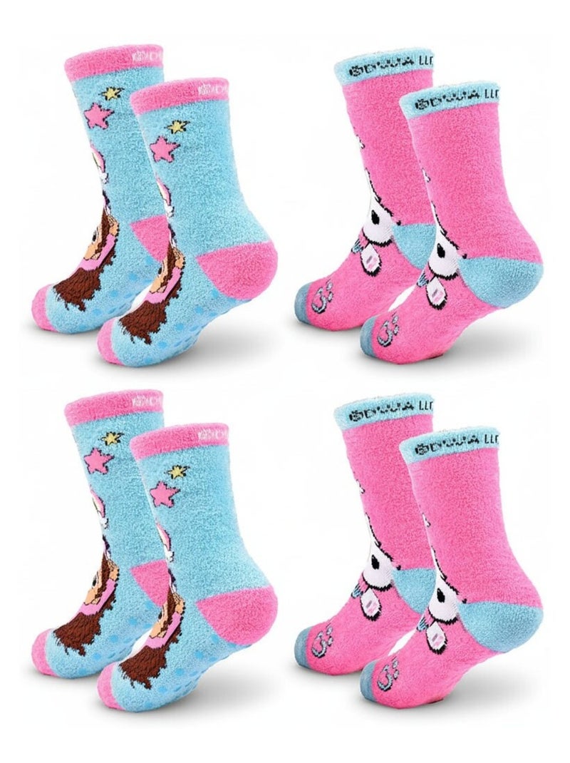 Pack de Chaussettes Antidérapantes Enfant GABBY'S (Lot de 4) Bleu Rose - Kiabi