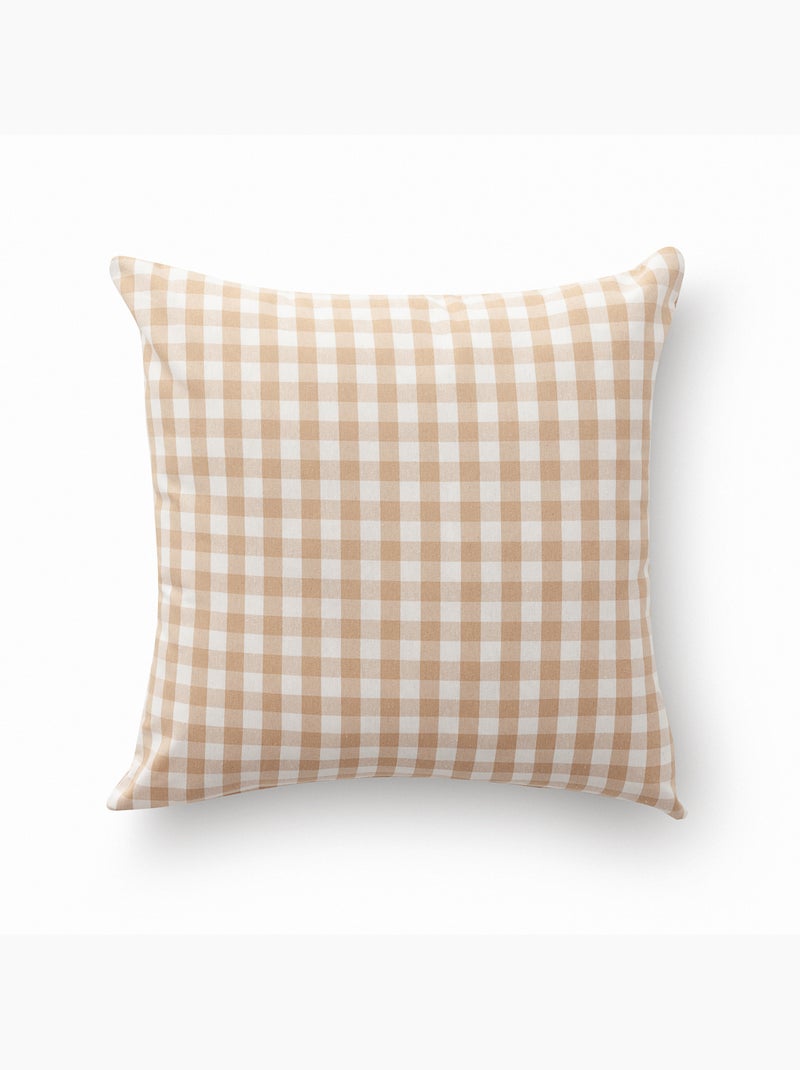 Pack de deux housses de coussin à carreaux vichy, en tissu imperméable -  Gamusi. Beige - Kiabi