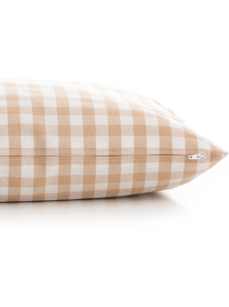 Pack de deux housses de coussin à carreaux vichy, en tissu imperméable -  Gamusi. Beige - Kiabi