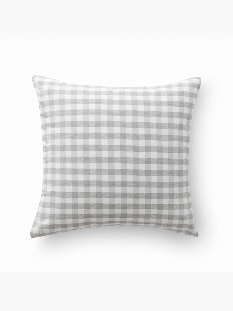 Pack de deux housses de coussin à carreaux vichy, en tissu imperméable -  Gamusi. Gris clair - Kiabi
