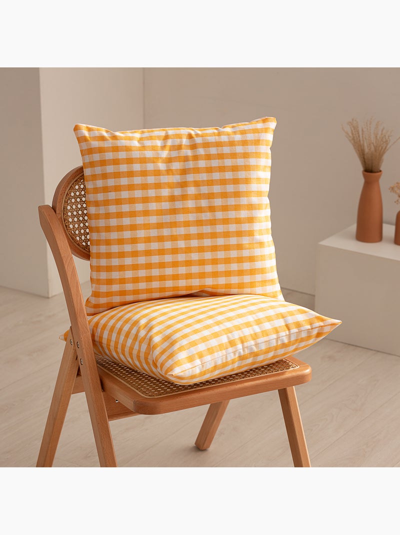 Pack de deux housses de coussin à carreaux vichy, en tissu imperméable -  Gamusi. Jaune - Kiabi