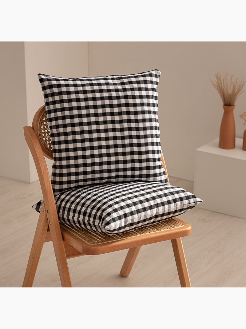 Pack de deux housses de coussin à carreaux vichy, en tissu imperméable -  Gamusi. Noir - Kiabi