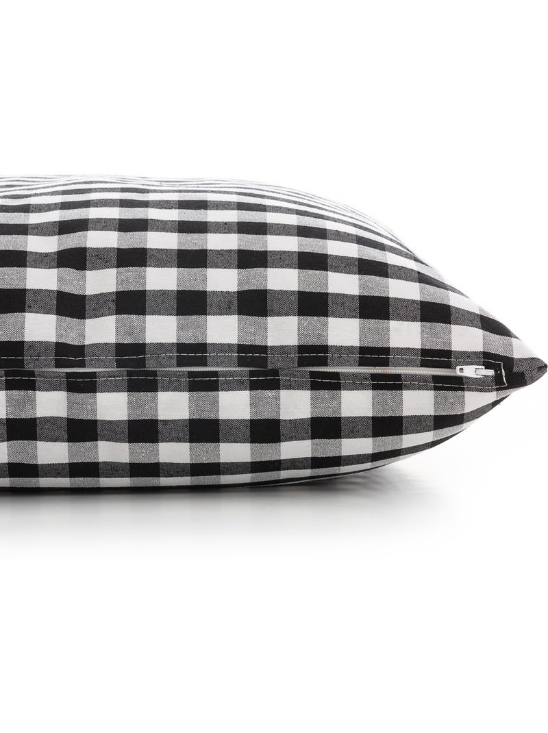 Pack de deux housses de coussin à carreaux vichy, en tissu imperméable -  Gamusi. Noir - Kiabi