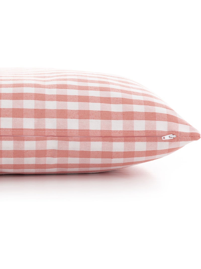 Pack de deux housses de coussin à carreaux vichy, en tissu imperméable -  Gamusi. Saumon - Kiabi