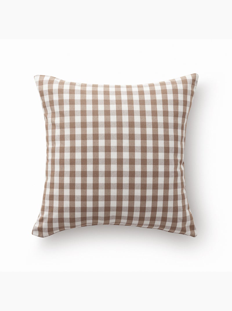 Pack de deux housses de coussin à carreaux vichy, en tissu imperméable -  Gamusi. Taupe - Kiabi