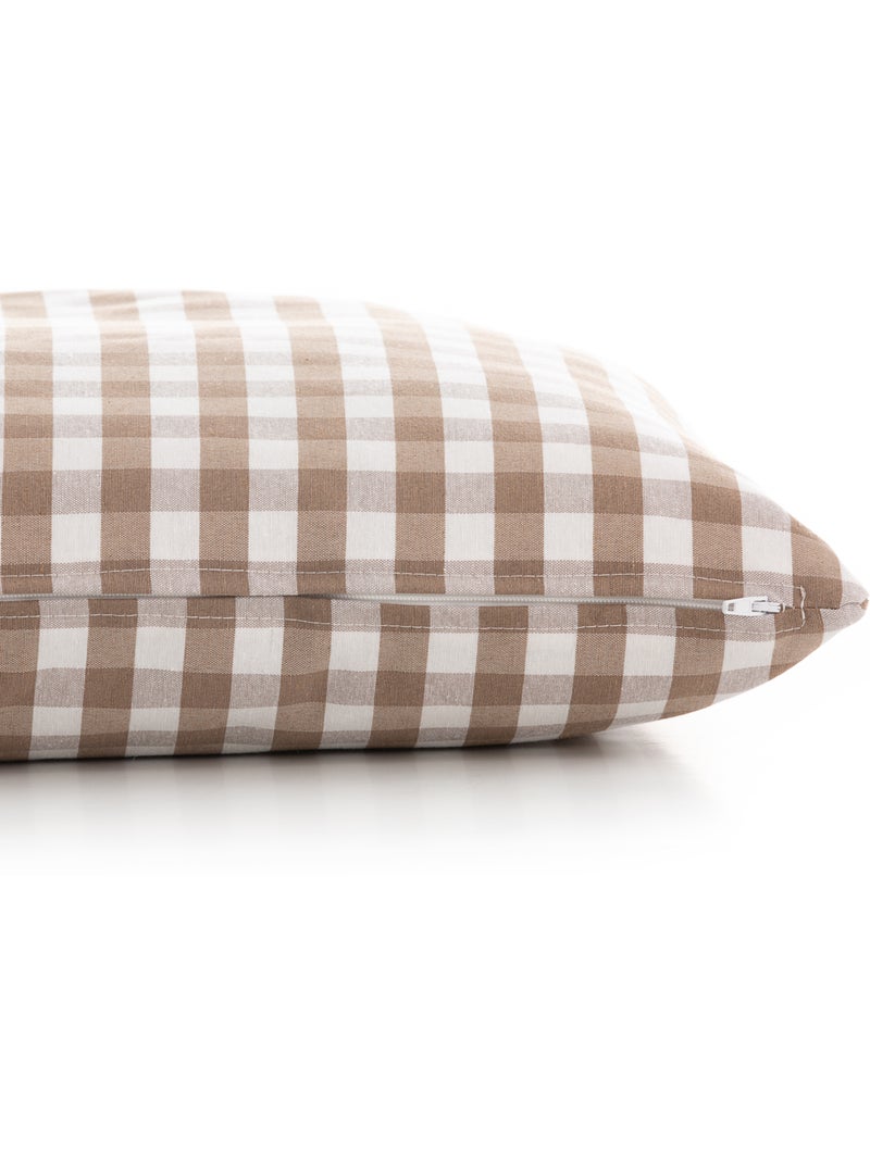 Pack de deux housses de coussin à carreaux vichy, en tissu imperméable -  Gamusi. Taupe - Kiabi