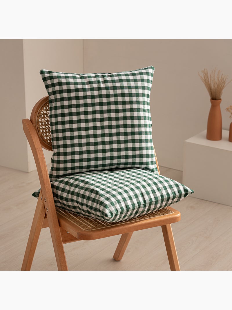 Pack de deux housses de coussin à carreaux vichy, en tissu imperméable -  Gamusi. Vert - Kiabi