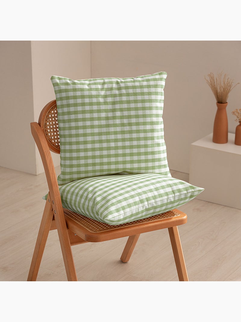 Pack de deux housses de coussin à carreaux vichy, en tissu imperméable -  Gamusi. Vert olive - Kiabi
