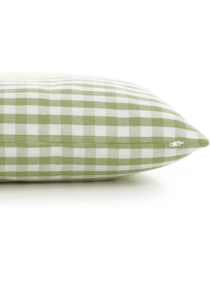 Pack de deux housses de coussin à carreaux vichy, en tissu imperméable -  Gamusi. Vert olive - Kiabi