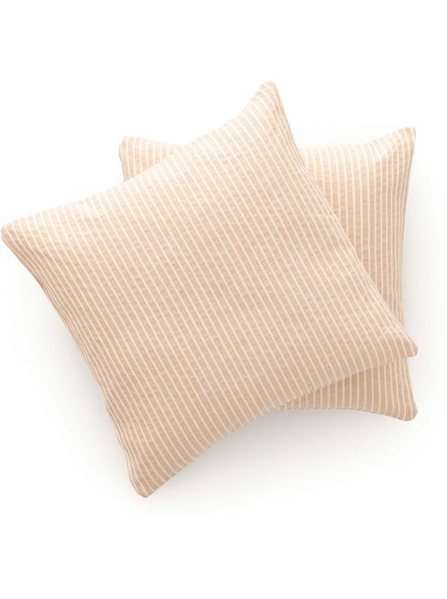 Pack de deux housses de coussin chiné à rayures, tissu en relief bicolore - Gamusi. - Kiabi Pack de deux housses de coussin chiné à rayures, tissu en relief bicolore - Gamusi. - Kiabi