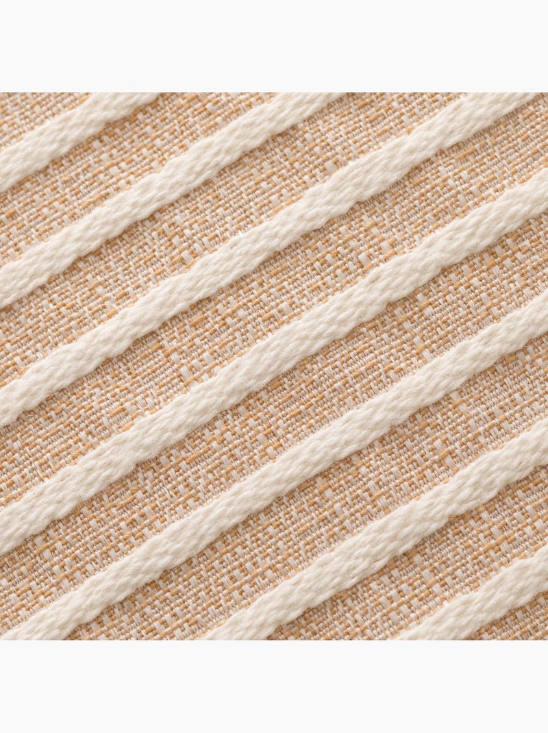 Pack de deux housses de coussin chiné à rayures, tissu en relief bicolore -  Gamusi. Beige - Kiabi