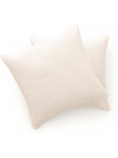 Pack de deux housses de coussin chiné à rayures, tissu en relief bicolore - Gamusi. - Kiabi Pack de deux housses de coussin chiné à rayures, tissu en relief bicolore - Gamusi. - Kiabi