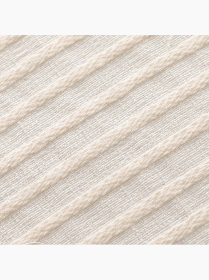 Pack de deux housses de coussin chiné à rayures, tissu en relief bicolore -  Gamusi. Blanc - Kiabi