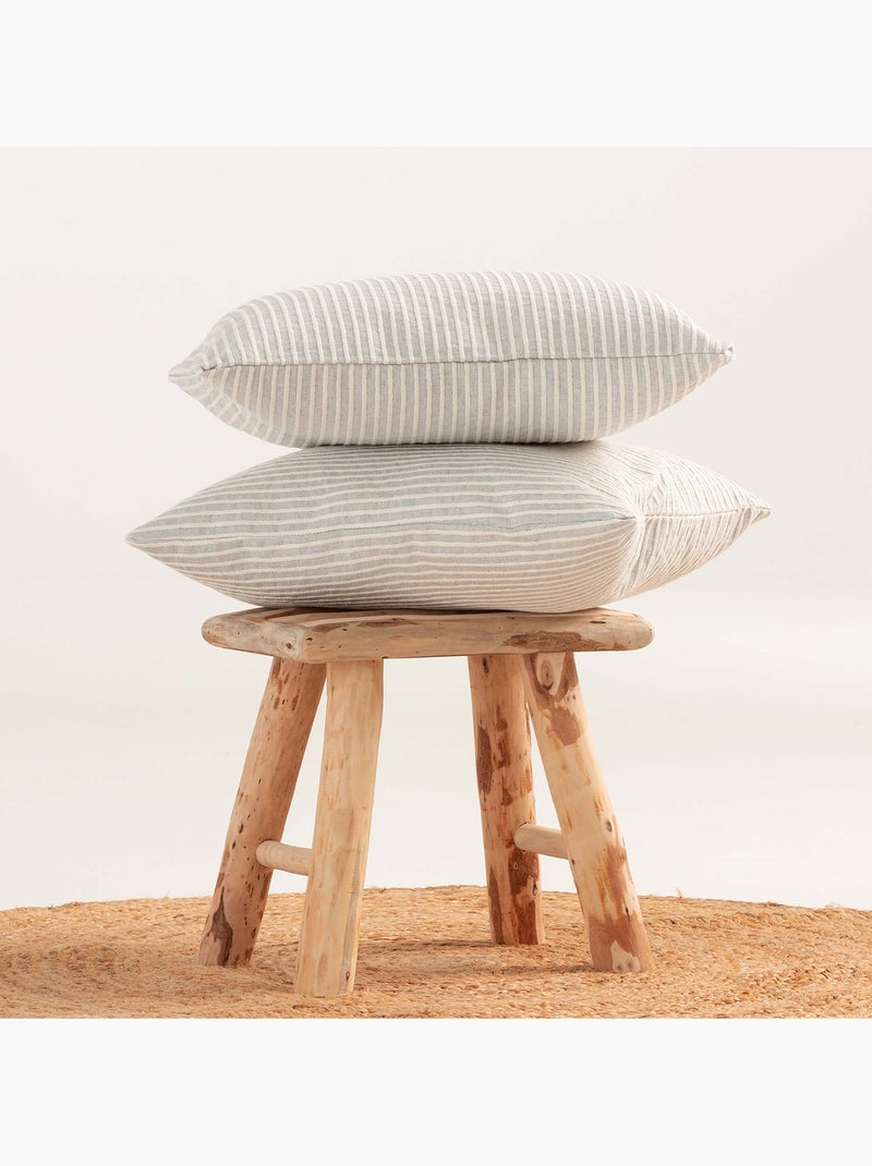 Pack de deux housses de coussin chiné à rayures, tissu en relief bicolore -  Gamusi. Gris clair - Kiabi